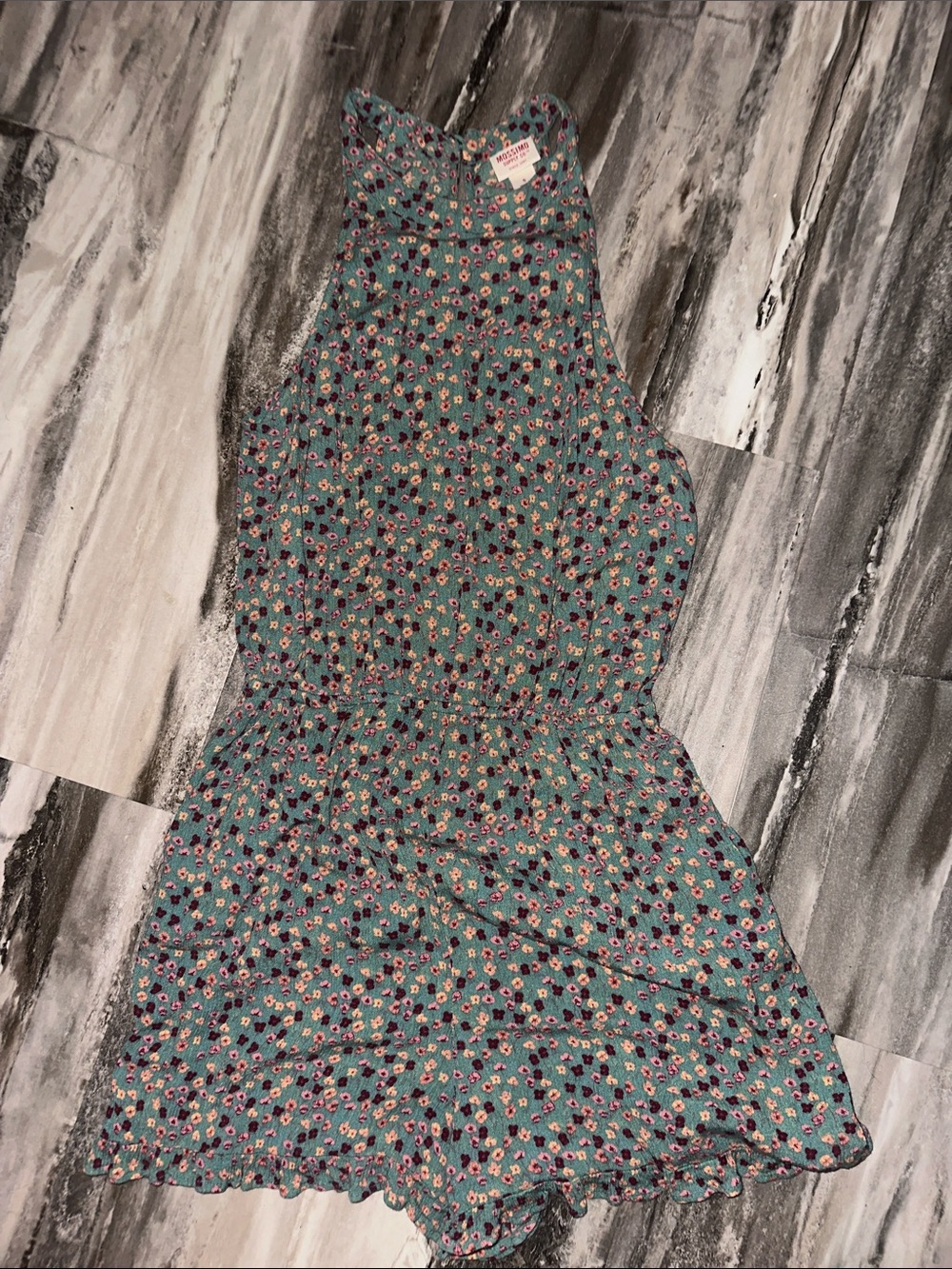 Floral Halter Romper-Teal Floral